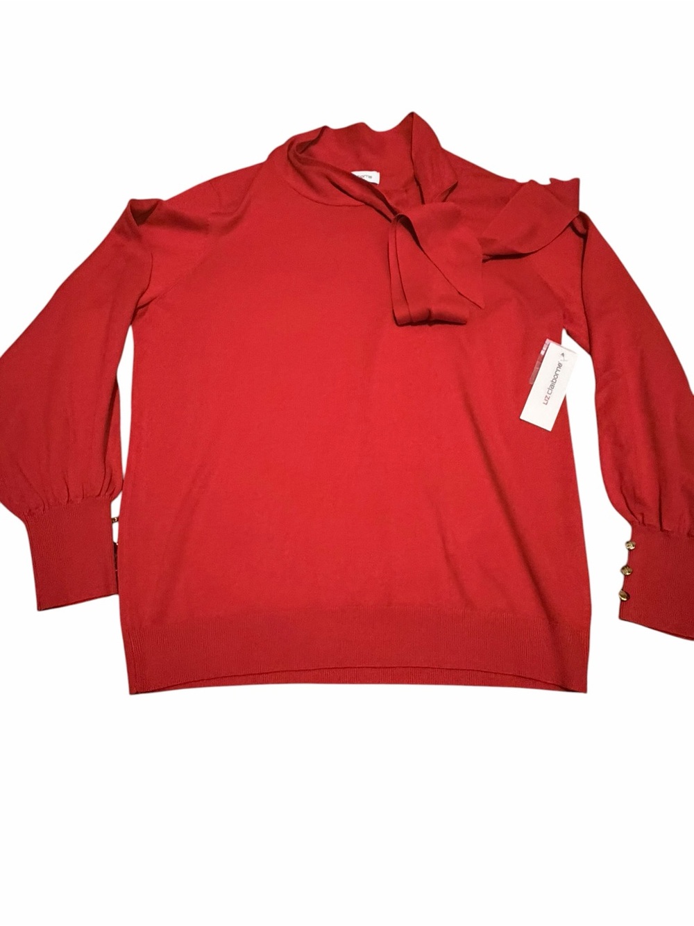 Liz Claiborne Red Tie-Front Turtleneck Sweater